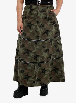 Social Collision Camo Star Zip-Off Maxi Skirt Plus