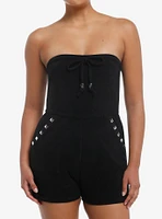 Black Stud Strapless Girls Romper