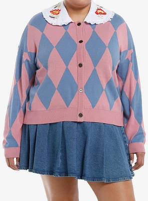 Her Universe Studio Ghibli® Howl's Moving Castle Ruffle Collar Argyle Girls Oversized Cardigan Plus