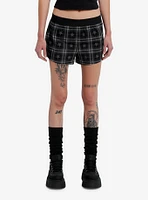 Social Collision Grey Plaid Star Girls Boxer Lounge Shorts