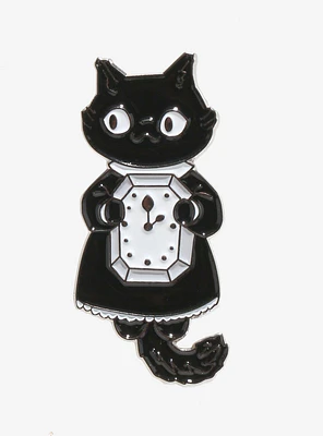 Cat Wall Clock Enamel Pin By Sketchbeetleart