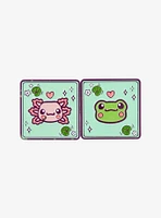 Axolotl & Frog Card Enamel Pin Set By Naomi Lord Art