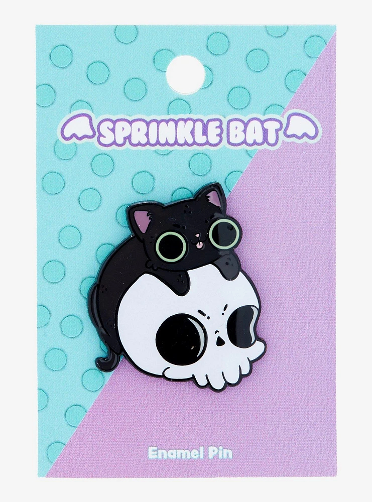 Black Cat Skull Enamel Pin By Sprinkle Bat