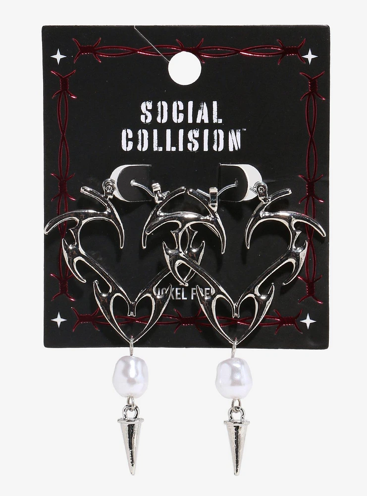 Social Collision Flame Heart Spike Drop Earrings