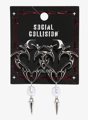 Social Collision Flame Heart Spike Drop Earrings