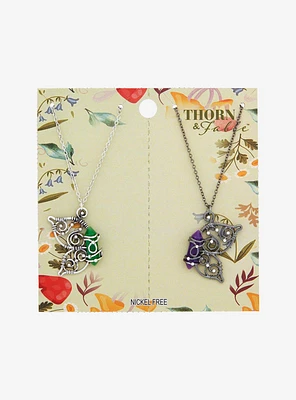 Thorn & Fable Butterfly Wing Crystal Best Friend Necklace Set