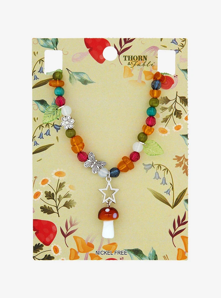 Thorn & Fable Mushroom Butterfly Bead Necklace