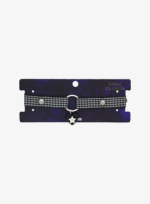 Social Collision Plaid Heart Hardware Choker