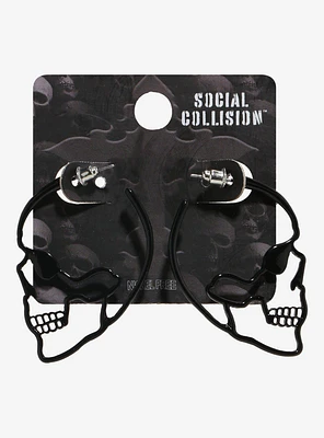 Social Collision Skull Outline Hoop Earrings