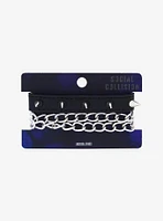 Social Collision Spike Faux Leather Chain Bracelet Set