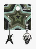 Social Collision Skull Guitar Mismatched Earrings