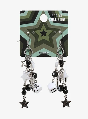 Social Collision Dice Star Bone Earrings