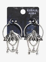 Cosmic Aura Moth Star Chain Hoop Earrings