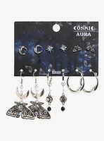 Cosmic Aura Moth Moon Earring Set