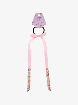 Sweet Society Pink Bow Floral Scrunchie