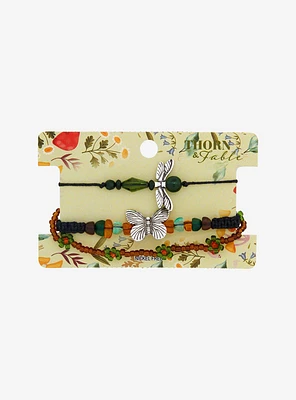 Thorn & Fable Dragonfly Butterfly Cord Bracelet Set