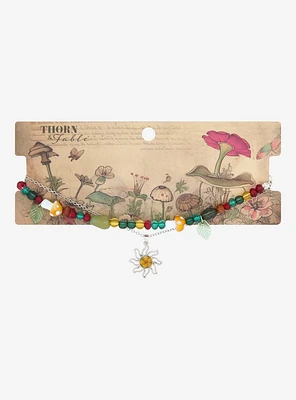 Thorn & Fable Flower Sun Mushroom Bead Necklace Set