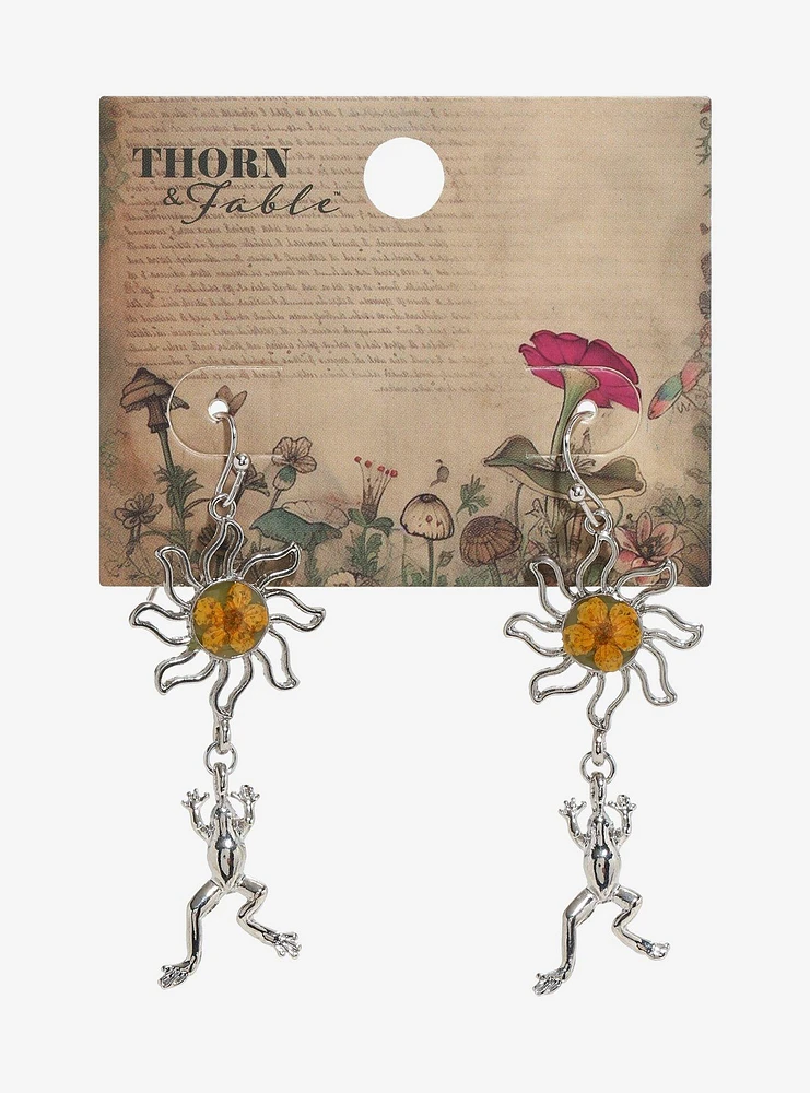 Thorn & Fable Sunflower Frog Drop Earrings