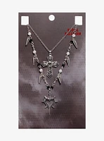 Social Collision Spike Heart Goth Cross Necklace Set