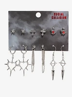 Social Collision Cross Spider Spike Earring Set