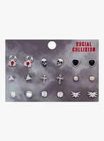 Social Collision Gothic Spider Skull Heart Earring Set