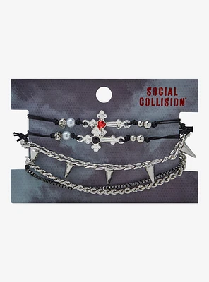 Social Collision Goth Cross Spike Bracelet Set