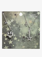 Social Collision Skull Guitar Headphones Best Friend Necklace Set