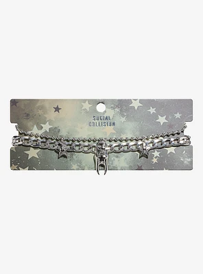 Social Collision Tooth Lock Star Charm Choker Set