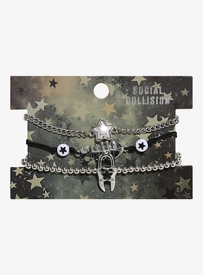 Social Collision Tooth Lock Star Bracelet Set