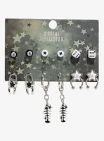 Social Collision Fish Bone Tooth Star Earring Set