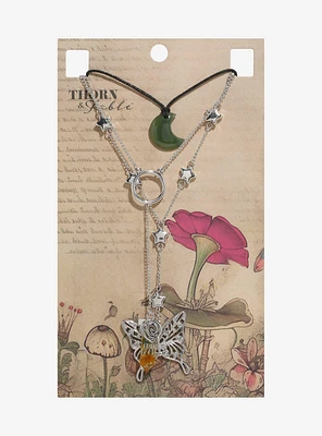 Thorn & Fable Moon Butterfly Lariat Necklace Set