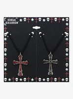 Social Collision Gem Cross Best Friend Cord Necklace Set