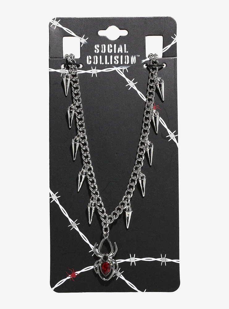 Social Collision Spider Spike Charm Necklace