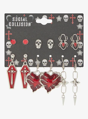 Social Collision Skull Spider Coffin Earring Set