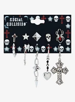 Social Collision Skull Spike Mismatch Earring Set