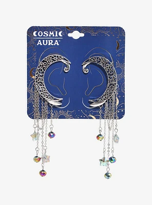 Cosmic Aura Filigree Moon Charm Ear Cuff Set