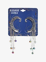 Cosmic Aura Filigree Moon Charm Ear Cuff Set