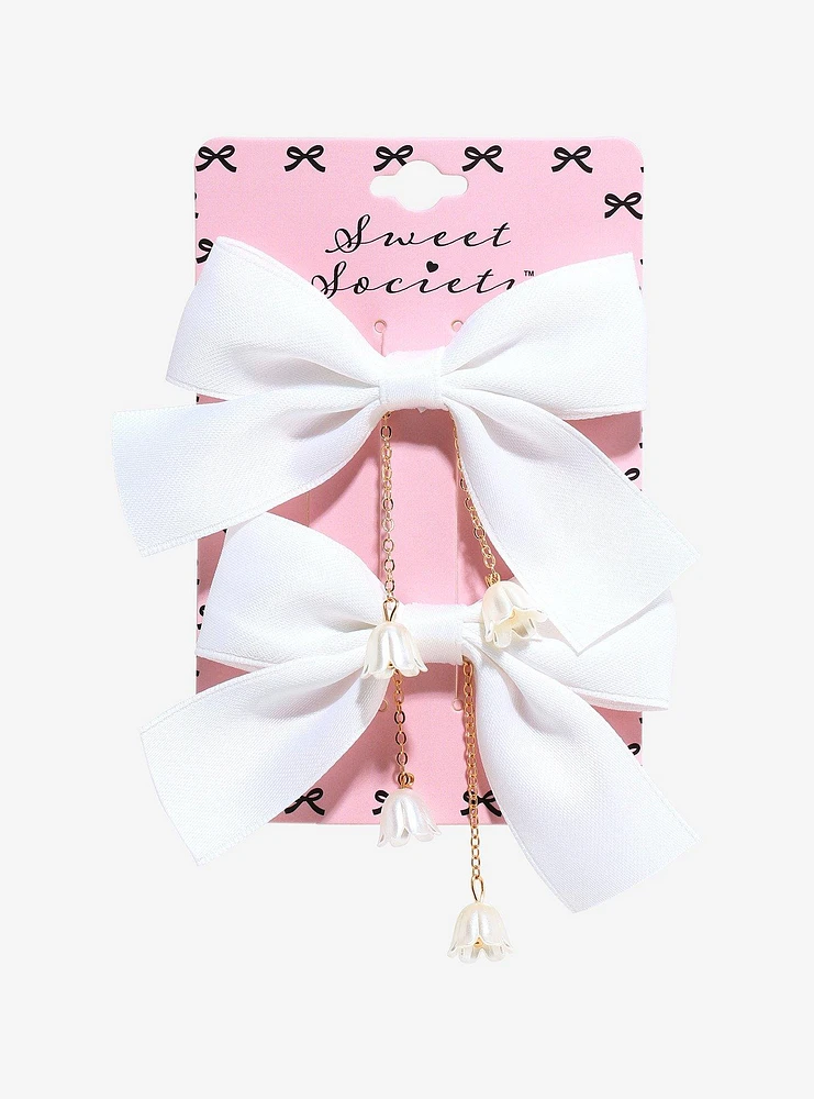 Sweet Society White Flower Hair Bow Set