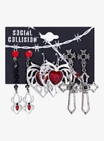 Social Collision Flame Heart Spider Cross Drop Earring Set