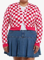 Barbie Gingham Girls Crop Hoodie Plus