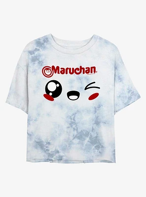 Maruchan Kawaii Wink Face Tie-Dye Girls Crop T-Shirt