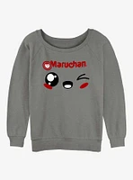 Maruchan Kawaii Wink Face Girls Slouchy Sweatshirt