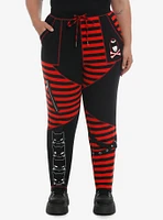 Emily The Strange Stripe Girls Jogger Sweatpants Plus