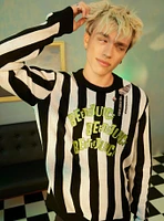 Beetlejuice Black & White Stripe Destructed Sweater