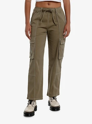 Olive Cargo Wide Leg Pants