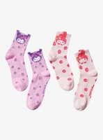 Kuromi & My Melody Floral Crew Socks 2 Pair