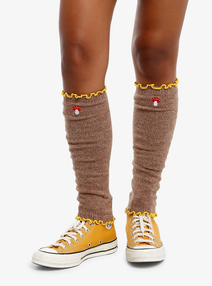 Brown Mushroom Lettuce Trim Leg Warmers