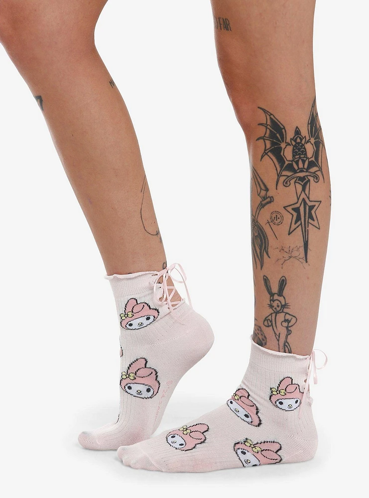 My Melody Lace-Up Ankle Socks