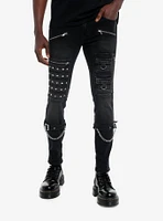 Social Collision Black Strappy Chain Pocket Stinger Jeans