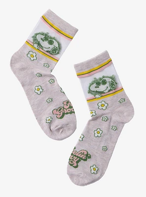 Peanuts Snoopy Floral Mesh Panel Crew Socks